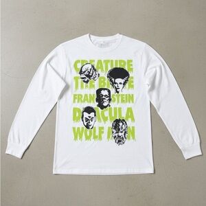 Universal White Long Sleeve Shirt with Green Graphic